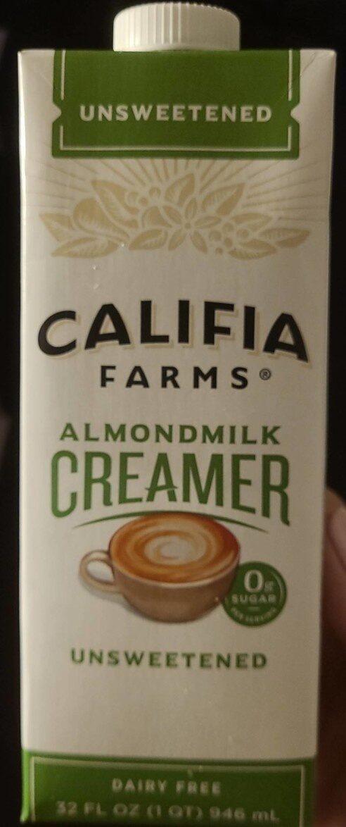 Califia Farms Coffee Creamer Unsweetened Almond 32 fl oz — Front view