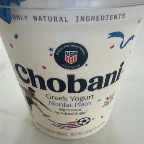 Chobani Greek Yogurt Plain 5.3 oz — front of pack