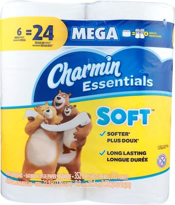 Charmin Bath Tissue Essentials Soft 6 Mega Rolls — front of pack