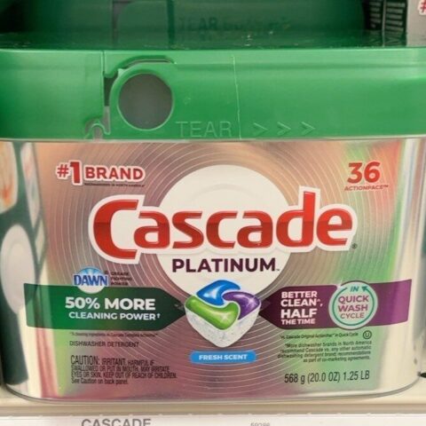 Cascade Dishwasher Pods Free & Clear 62-Count — front of pack